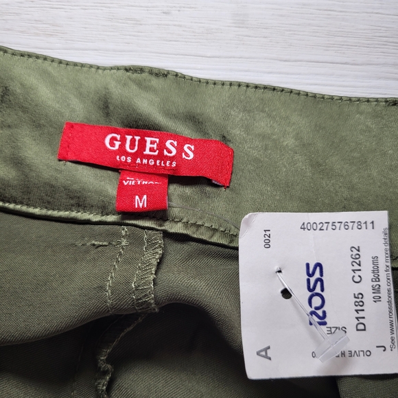 NWT Guess Cargo Satin Pants Olive Green Wide Leg. - Picture 3 of 8